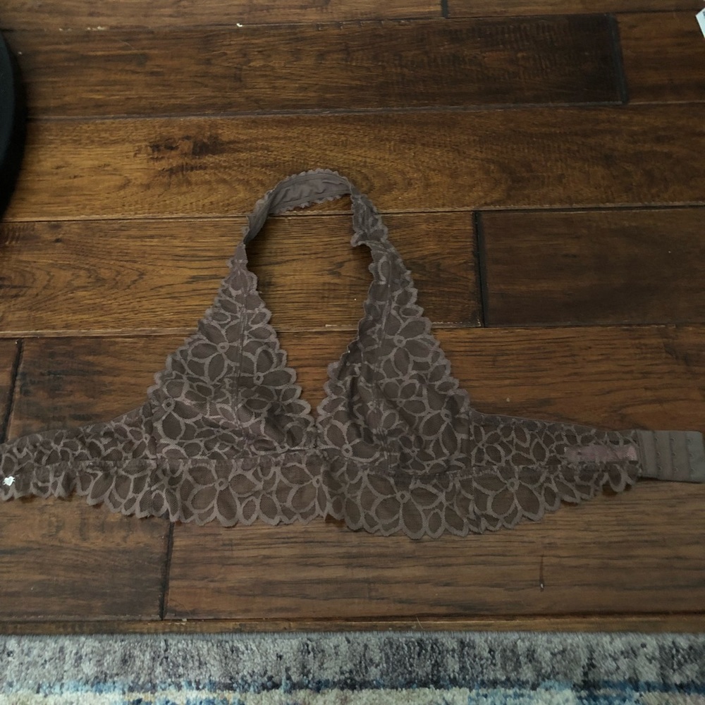 Victoria’s Secret PINK halter brown lace bralette